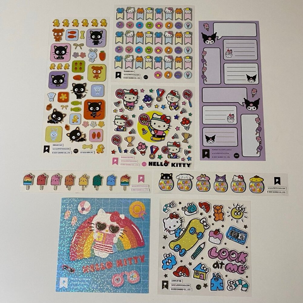 Sanrio Pipsticks Hello Kitty & Friends Stickers Set Sports Pool Chococat & More
